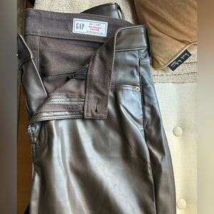 GAP Dark Brown Faux Leather Capri/Ankle Pant